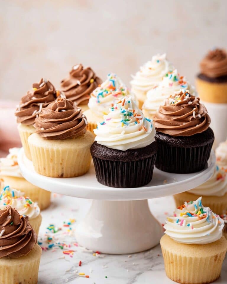 Mini Vanilla and Chocolate Cupcakes with Classic Buttercream Recipe