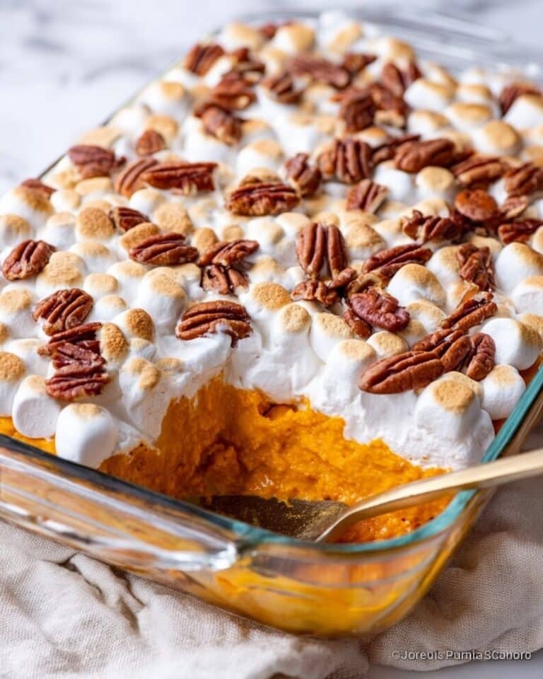 Sweet Potato Casserole with Pecans and Marshmallows Recipe