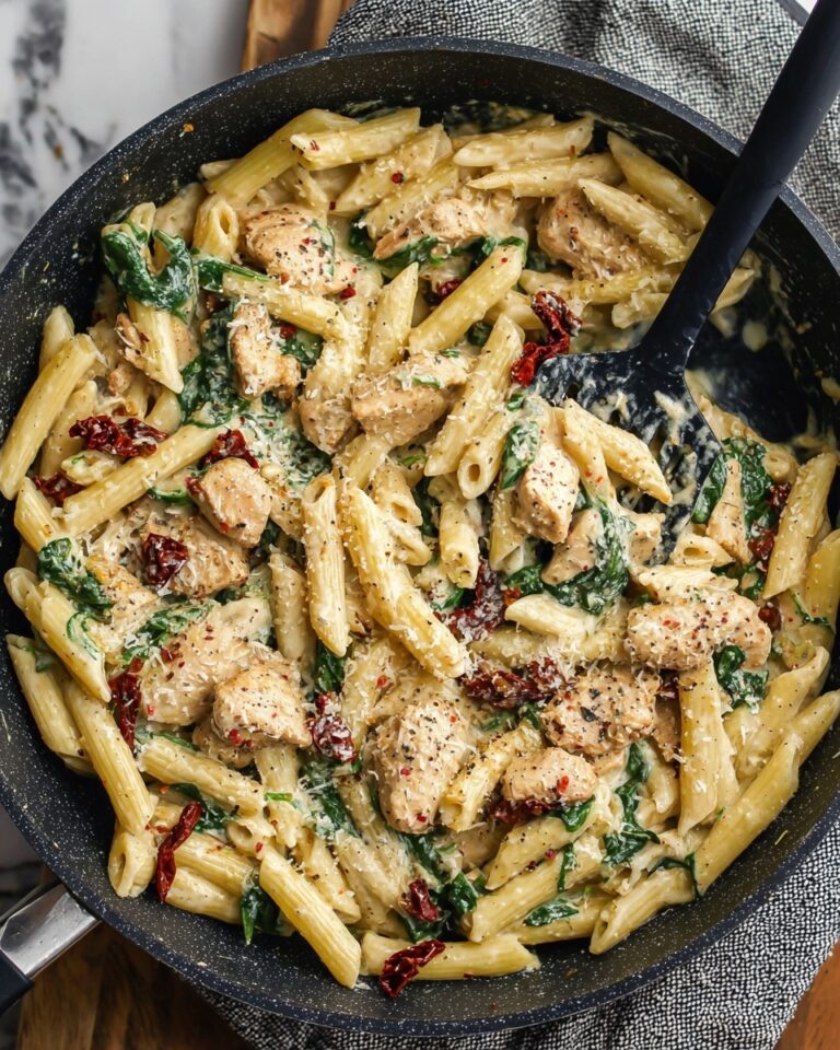 High Protein Chicken Pasta with Sun-Dried Tomatoes and Creamy Cottage Cheese Sauce Recipe