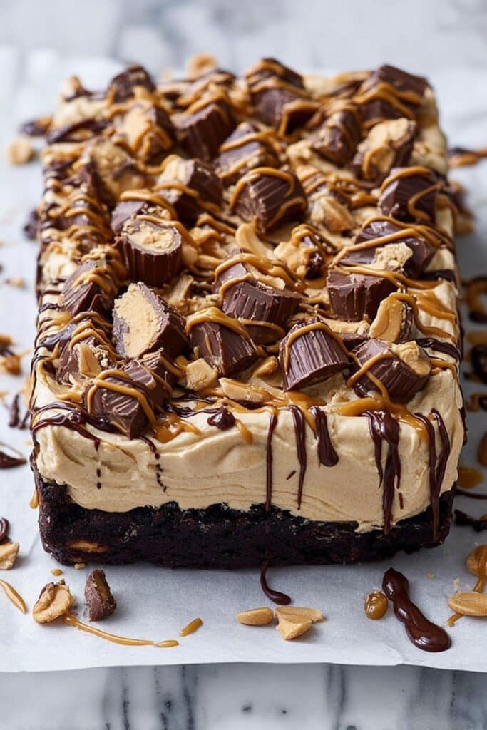 Chocolate Peanut Butter Cake for a Crowd Recipe