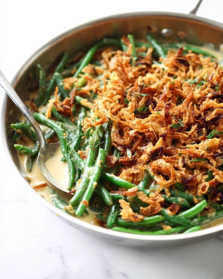 Creamy Mushroom and Green Bean Casserole with Crispy Onions Recipe