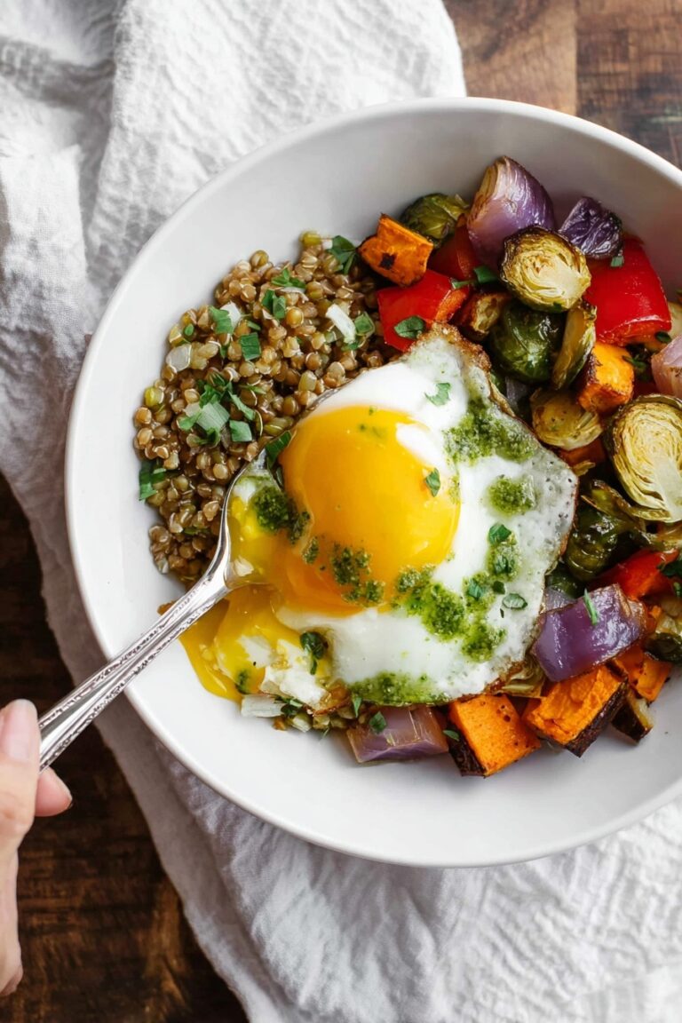 Roasted Vegetable Farro Bowl with Egg Recipe