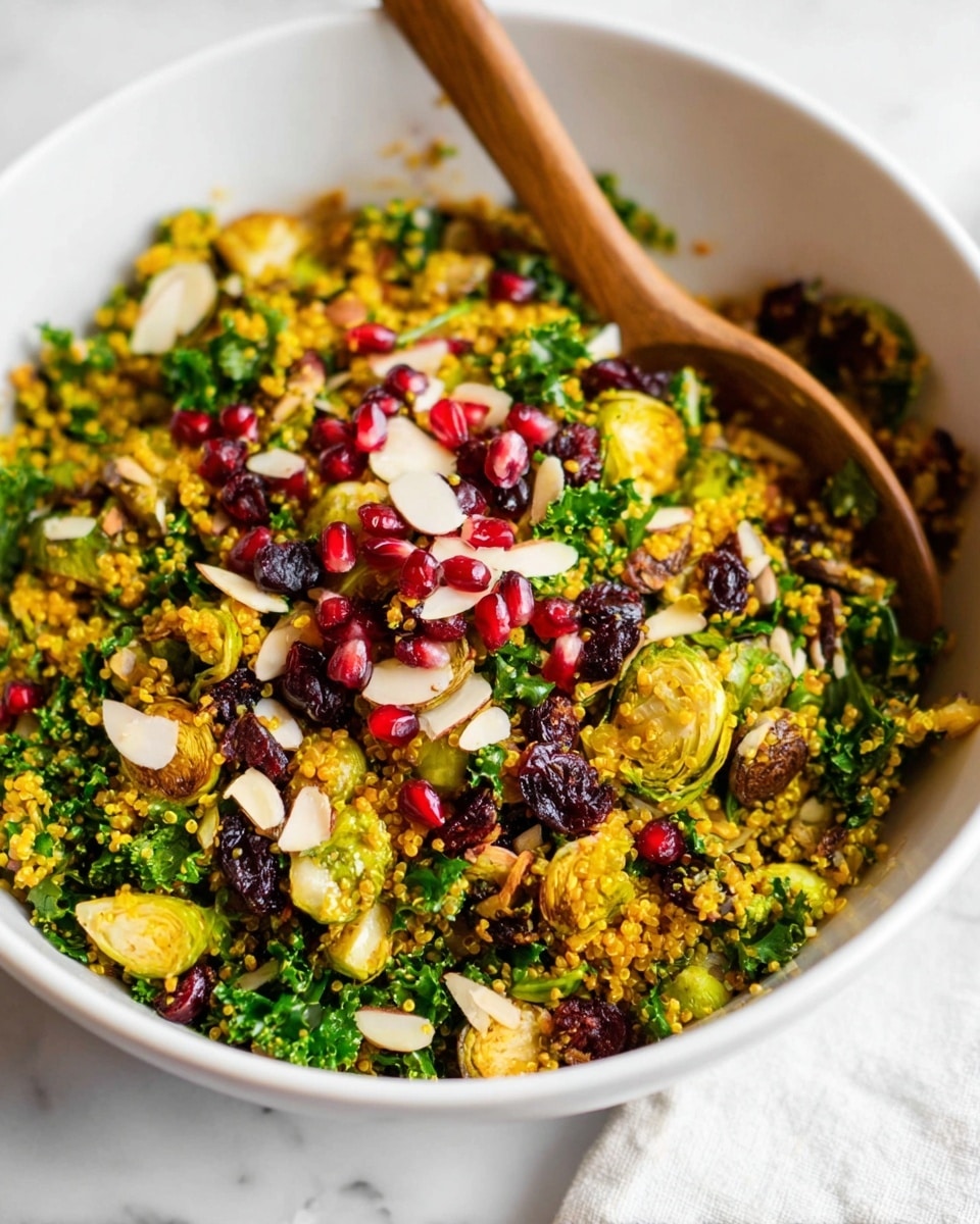 Kale & Brussels Sprouts Curry Quinoa Salad Recipe