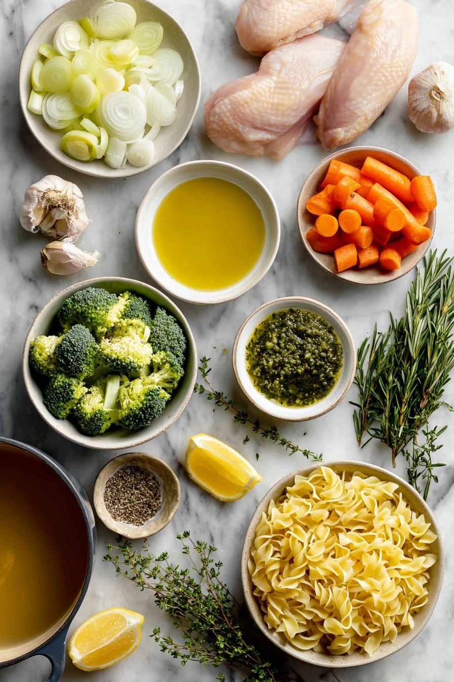 Flat lay of two tablespoons of olive oil in a small glass container, one small chopped sweet onion, three peeled garlic cloves, one medium peeled russet potato cut into chunks, three medium peeled chopped carrots, a small bowl of raw cashews, a clear cup of vegetable broth, a small heap of nutritional yeast, a teaspoon of smoked paprika in a spoon, four cups of finely chopped broccoli florets in a bowl, and a generous handful of shredded vegan cheddar cheese scattered loosely placed on a white marble surface, photo taken with an iphone --ar 2:3 --v 7 - Vegan Broccoli Cheddar Soup, dairy-free broccoli cheese soup, vegan creamy vegetable soup, plant-based broccoli cheddar, easy vegan soup recipes