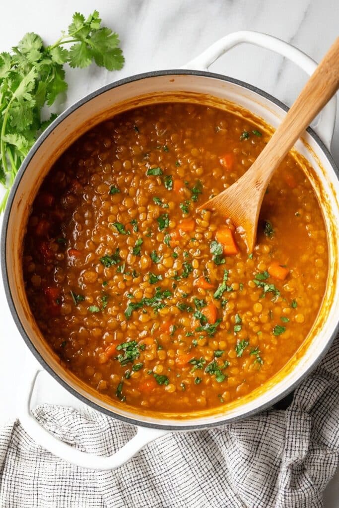 Vegan Curried Pumpkin Lentil Soup Recipe