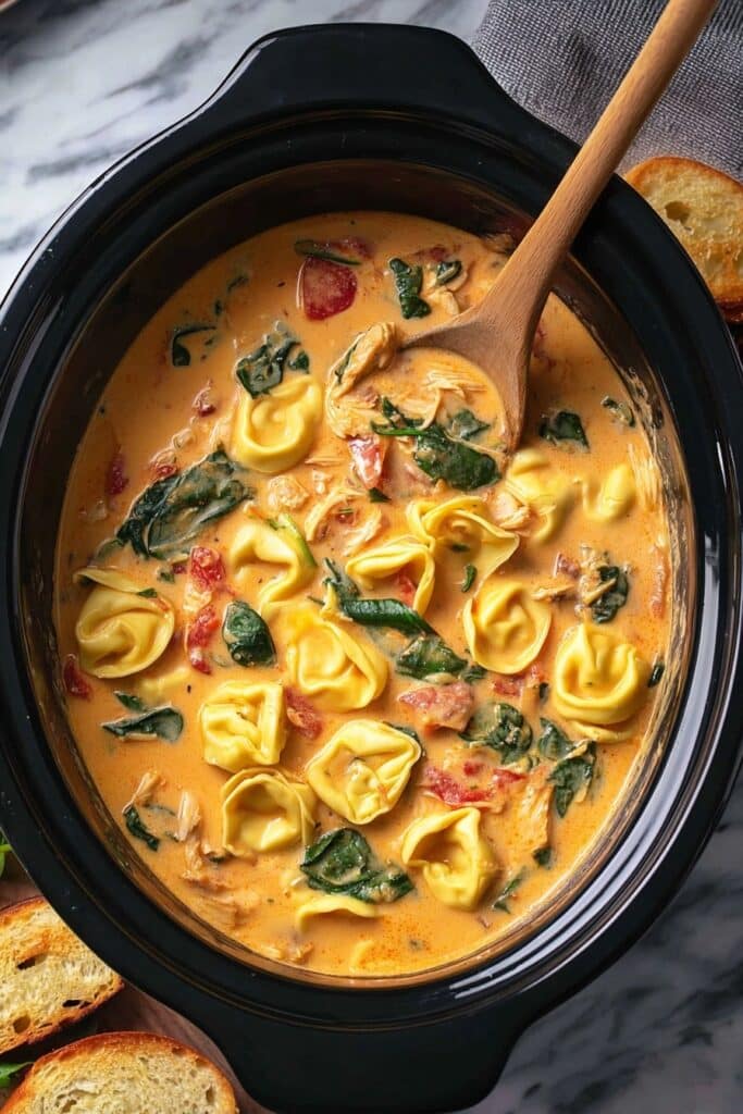 Creamy Crock Pot Chicken Tortellini Soup Recipe