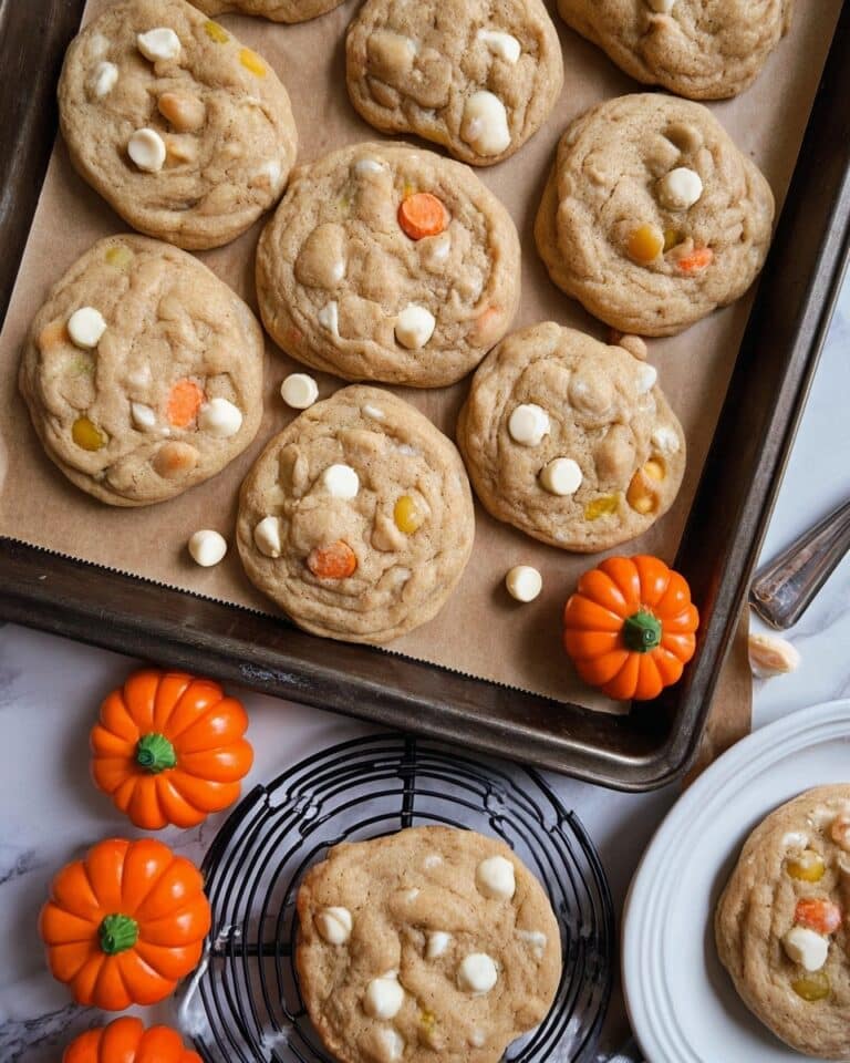 Pumpkin Spice Cookies with White Chocolate Chips & Halloween M&M’s Recipe