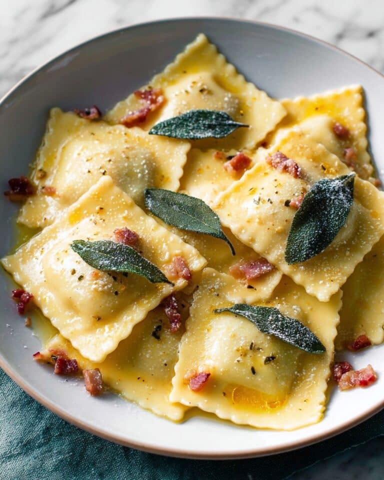 Fresh Homemade Butternut Squash Ravioli with Sage and Pancetta Recipe