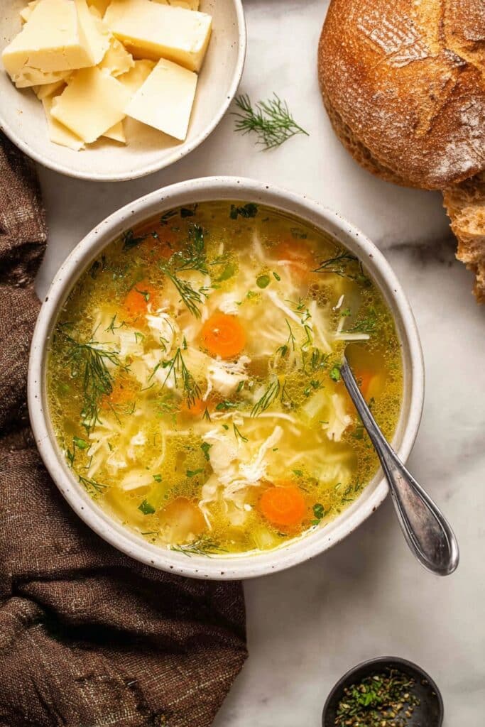 Lemony Pesto Chicken Noodle Soup Recipe