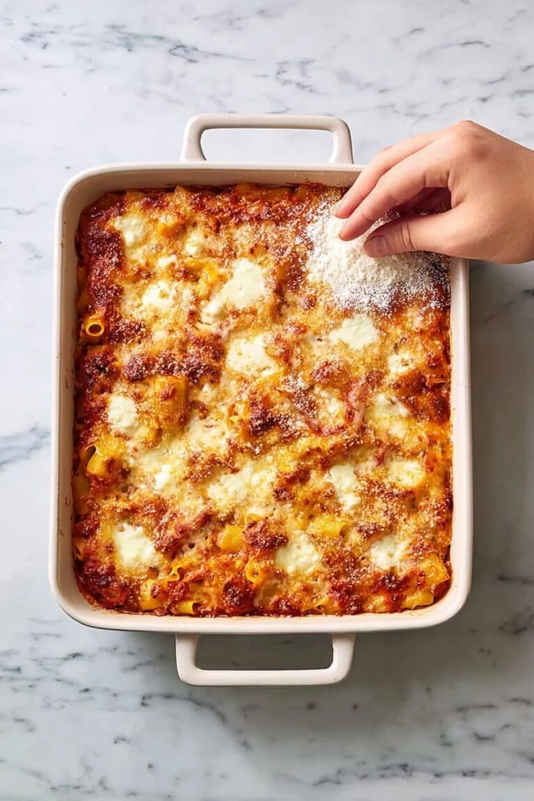 Crowd-Pleasing Baked Ziti with Spicy Italian Sausage and Creamy Pecorino Recipe