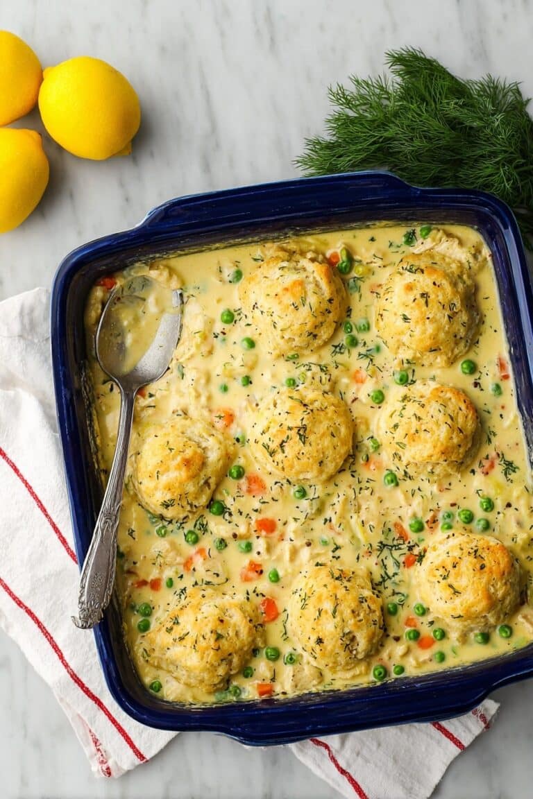 Turkey and Biscuits Casserole with Lemon and Dill Recipe
