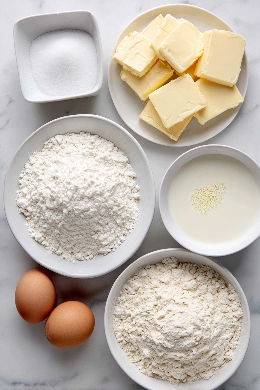 Flat lay of thin slices of unsalted butter, a small white bowl of granulated sugar, a few crystals of kosher salt scattered neatly, a small white bowl with warm whole milk, a small white bowl with foamy active dry yeast dissolved in milk, one large whole uncracked egg with a clean shell, a neat pile of all-purpose flour, and a small white bowl with vegetable oil, all arranged in perfect symmetry on a clean white marble surface, soft natural light, photo taken with an iPhone, professional food photography style, fresh ingredients, white ceramic bowls, no bottles, no duplicates, no utensils, no packaging --ar 2:3 --v 7 --p awthu7i m7354615311229779997 - Homemade Fluffy Dinner Rolls, soft dinner roll recipe, buttery dinner rolls, easy bread rolls, homemade bread rolls