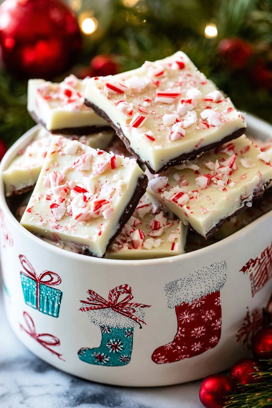 The image shows a baking tray filled with a single large layer of white chocolate bark broken into irregular triangles. The bark is topped with a thick, smooth layer of crushed red and white candy canes, creating a textured and colorful topping that covers the entire surface. The tray is placed on a white marbled surface, and some pieces of candy cane are scattered around the edges. The bark's white chocolate layer looks creamy and glossy under soft lighting. photo taken with an iphone --ar 2:3 --v 7 - Mint Chocolate Peppermint Bark, holiday chocolate bark, peppermint candy cane bark, easy holiday treats, festive Christmas desserts