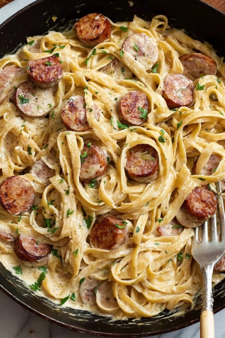 Smoked Sausage Cajun Alfredo Pasta Recipe