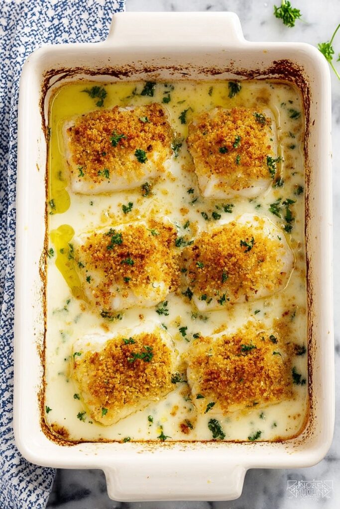 Creamy Baked Cod with Garlic and Parmesan Recipe