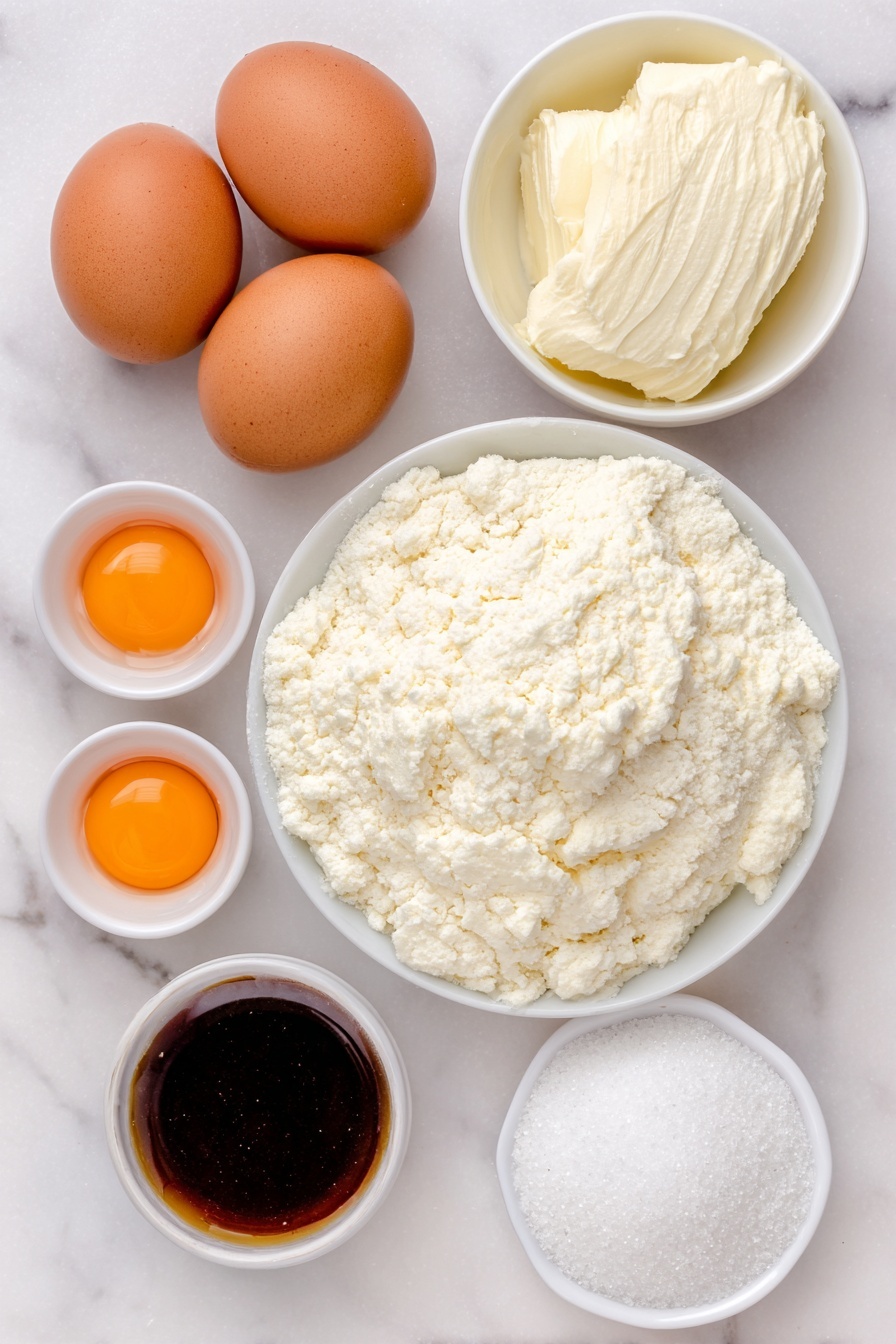 Flat lay of a soft mound of unsalted butter, two smooth whole brown eggs, two golden egg yolks in a small white ceramic bowl, a small white ceramic bowl filled with granulated sugar, a small white ceramic bowl with clear vanilla extract, a small white ceramic bowl with clear almond extract, a small white ceramic bowl of all-purpose flour, a small white ceramic bowl of fine salt, and a small white ceramic bowl of baking powder, all arranged in perfect symmetry, placed on a clean white marble surface, soft natural light, photo taken with an iPhone, professional food photography style, fresh ingredients, white ceramic bowls, no bottles, no duplicates, no utensils, no packaging --ar 2:3 --v 7 --p m7354615311229779997 - Ugly Christmas Sweater Cookies, Christmas cookie decorating ideas, holiday baking recipes, festive cookie templates, colorful holiday cookies