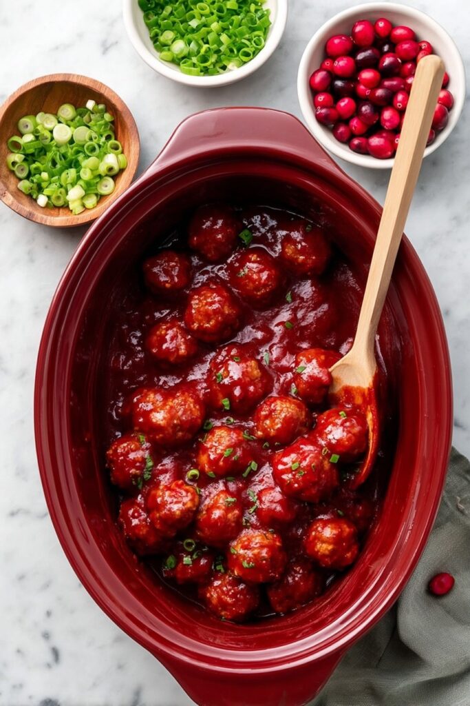 Cranberry BBQ Meatballs in Slow Cooker Recipe