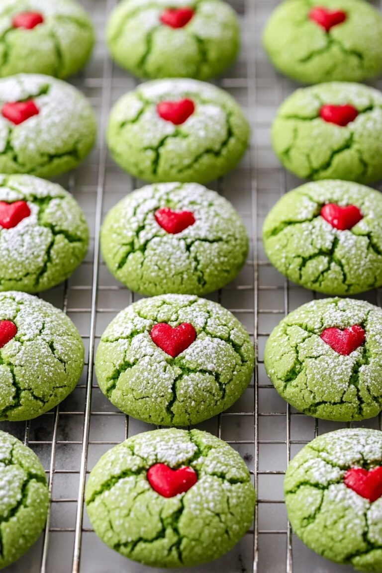 Grinch Cookies with Mint and Heart Sprinkles Recipe